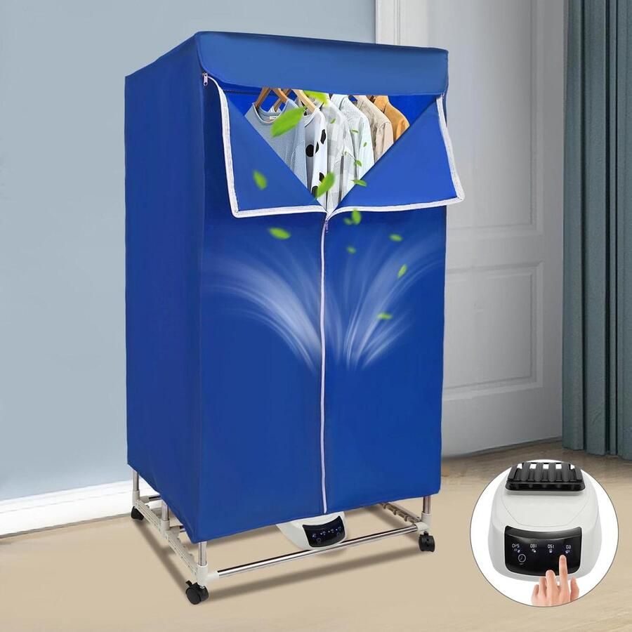 Elektrische Kledingdroger Opvouwbare Droogkast Snel Kleding Drogen Grote Capaciteit 30 Kilogram Blauw