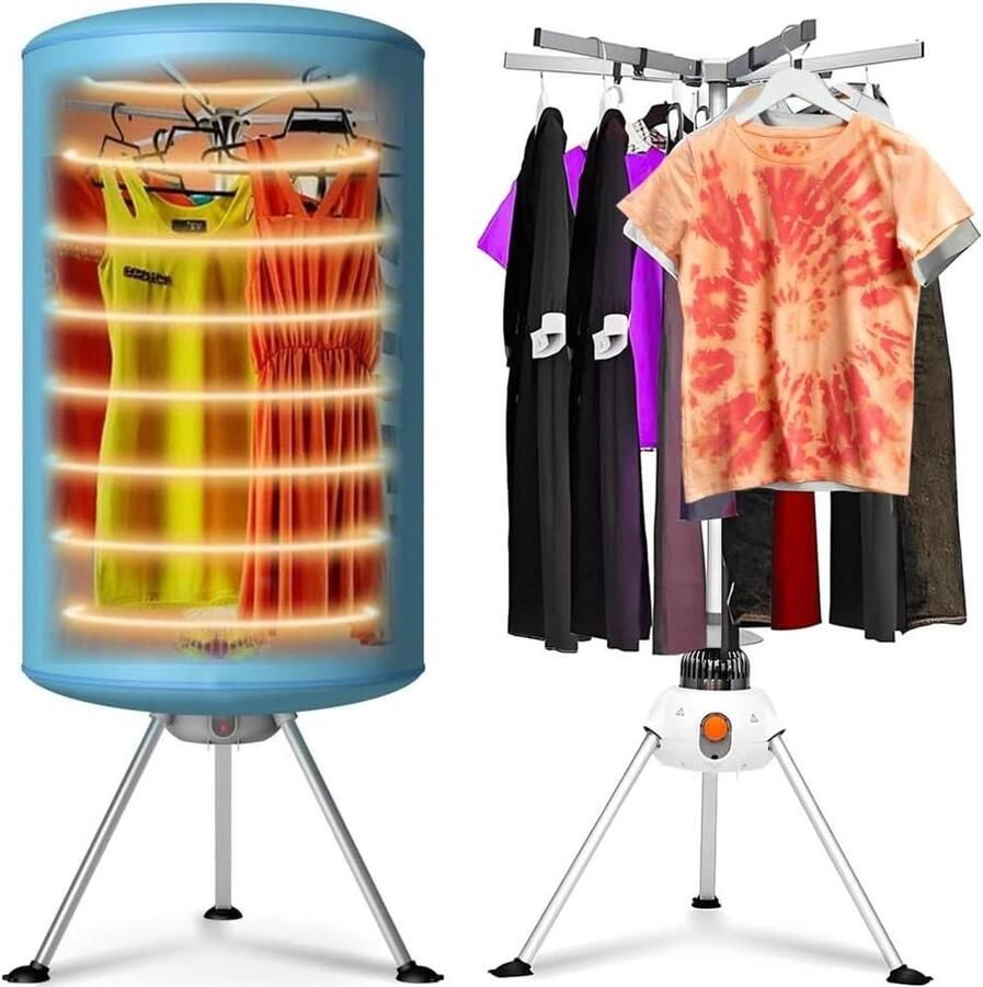 Elektrische Kledingdroger Wasdroger Ballen Snel Kleding Drogen Dubbele Ventilatie 150 x 65 cm Multicolor
