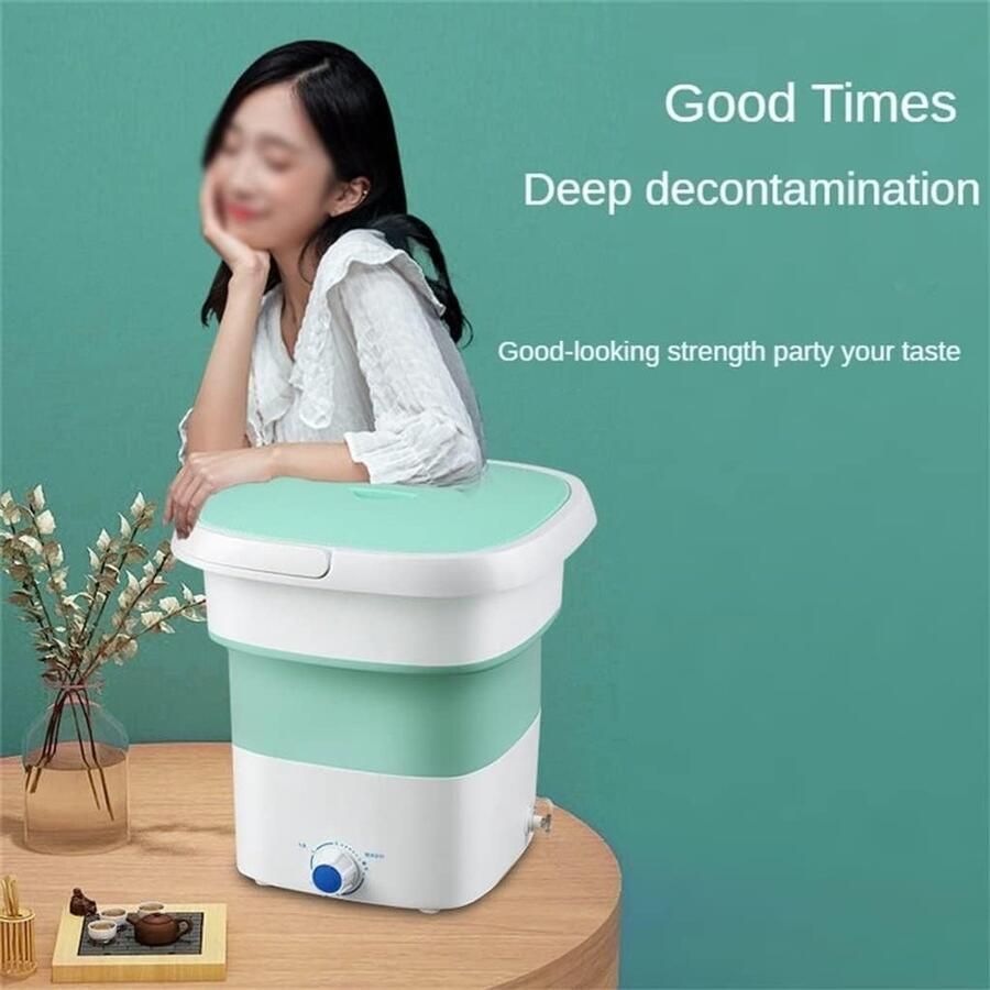 Elektrische Mini Wasmachine Opvouwbaar Compact Kleine Wasjes Simuleert Handwassen 3 kg Capaciteit Blauw
