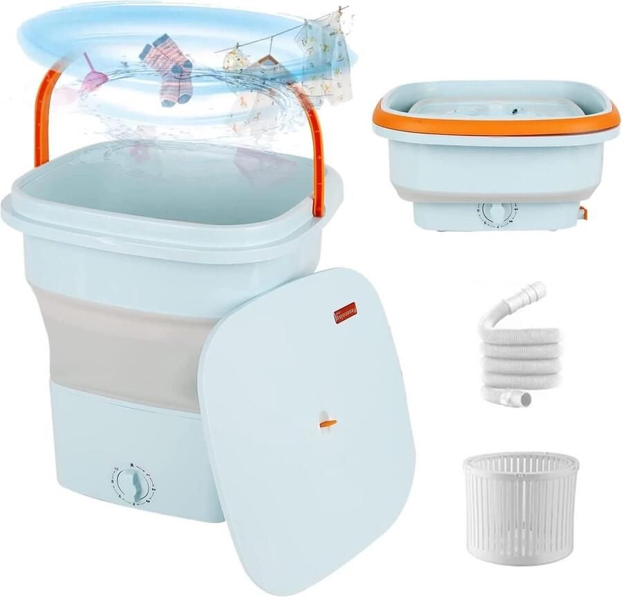 Elektrische Mini Wasmachine Opvouwbare Wasmachine Kleine Wasjes Imitatie Handwassen 11.5 Liter Blauw