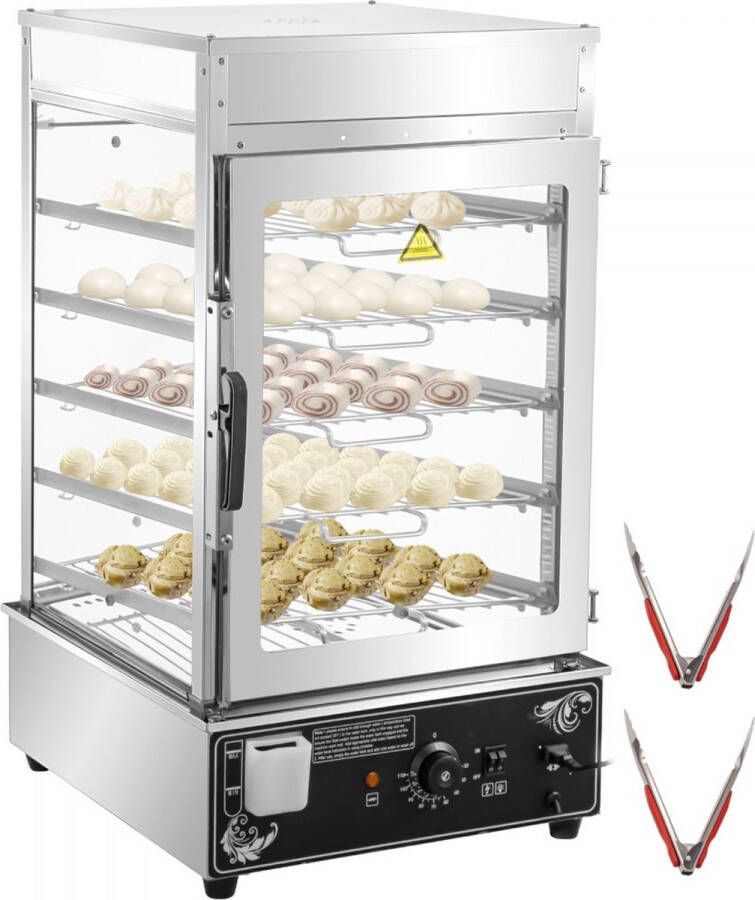 Elektrische rvs Omgeven Commerical Broodje Stoomboot 900 W Elektrisch Gestoomd Kabinet 5-laags Oven Kast Machine Isolatie Stoom Broodjes Plankafstand 70 mm Elektrische Stoomboot Commerciële