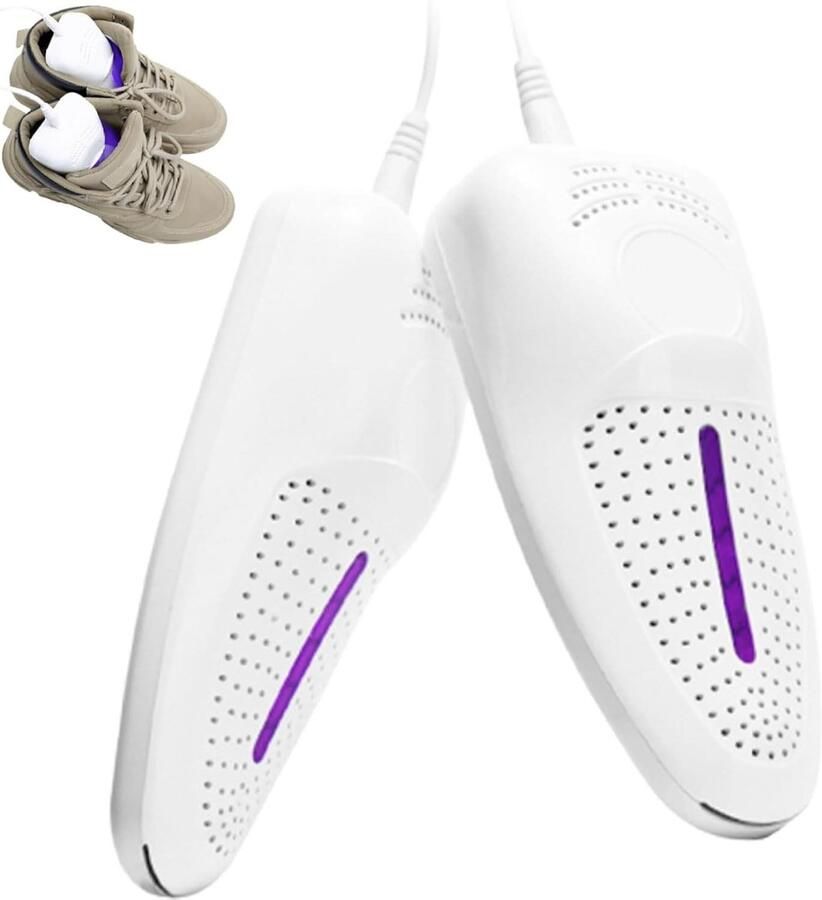 Elektrische Schoenendroger Schoenwarmer Bootdroger Schoenen Drogen 360° Warmelucht Circulatie 15 cm Wit