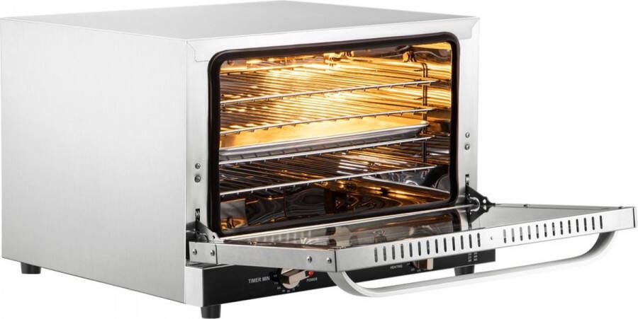 Elektrische Tafeloven 47L 43Qt Kleine Oven 1600W 4-laags Mini Elektrische Oven met Glazen Deur Aan de Voorkant Elektrische Tafel Top Convectie Oven met Dienbladen Draadrekken Cliphandschoenen