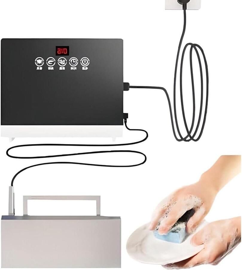 Elektrische Vaatwasser Mini Vaatwasser Aanrecht Reinigen Geen Installatie Nodig 36 x 30 x 30 cm Zilver Wit
