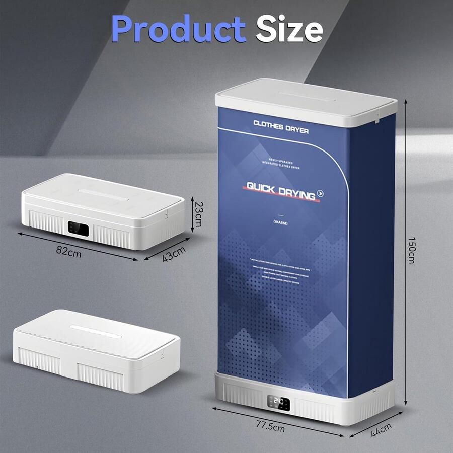 Elektrische Wasdroger 1300 W Opvouwbaar met 2 Niveaus 500 L 4-Uurs Timer & Afstandsbediening