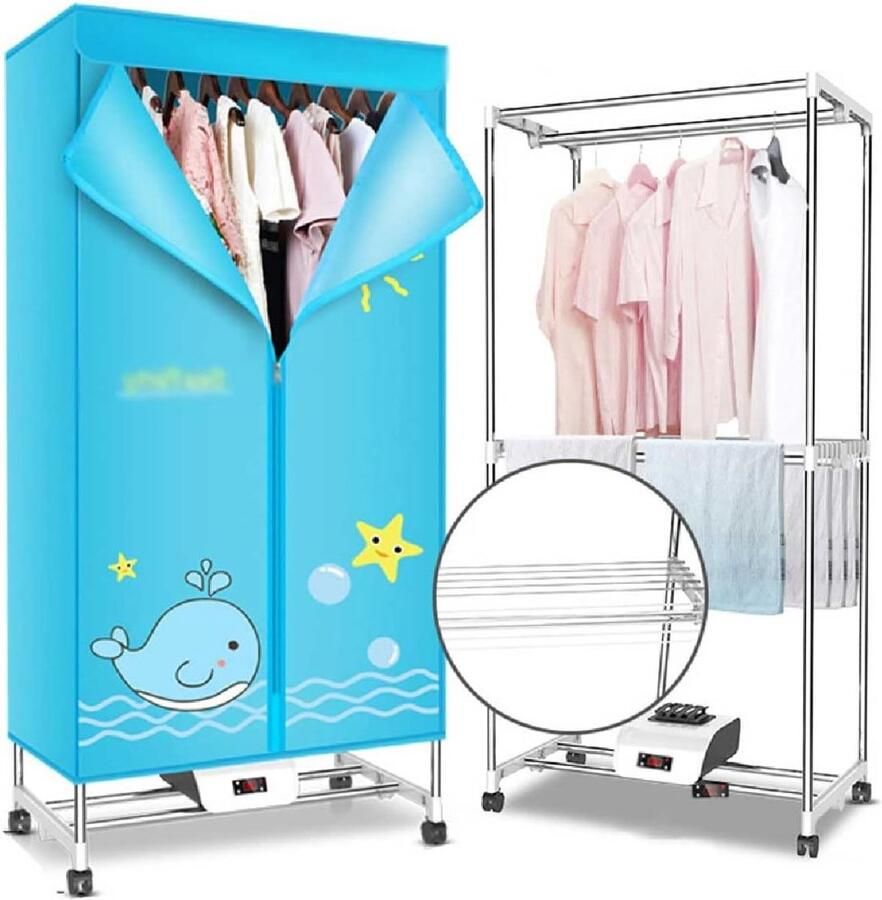 Elektrische Wasdroger Droogkast Kleding Drogen Afstandsbediening 15 kg capaciteit Blauw