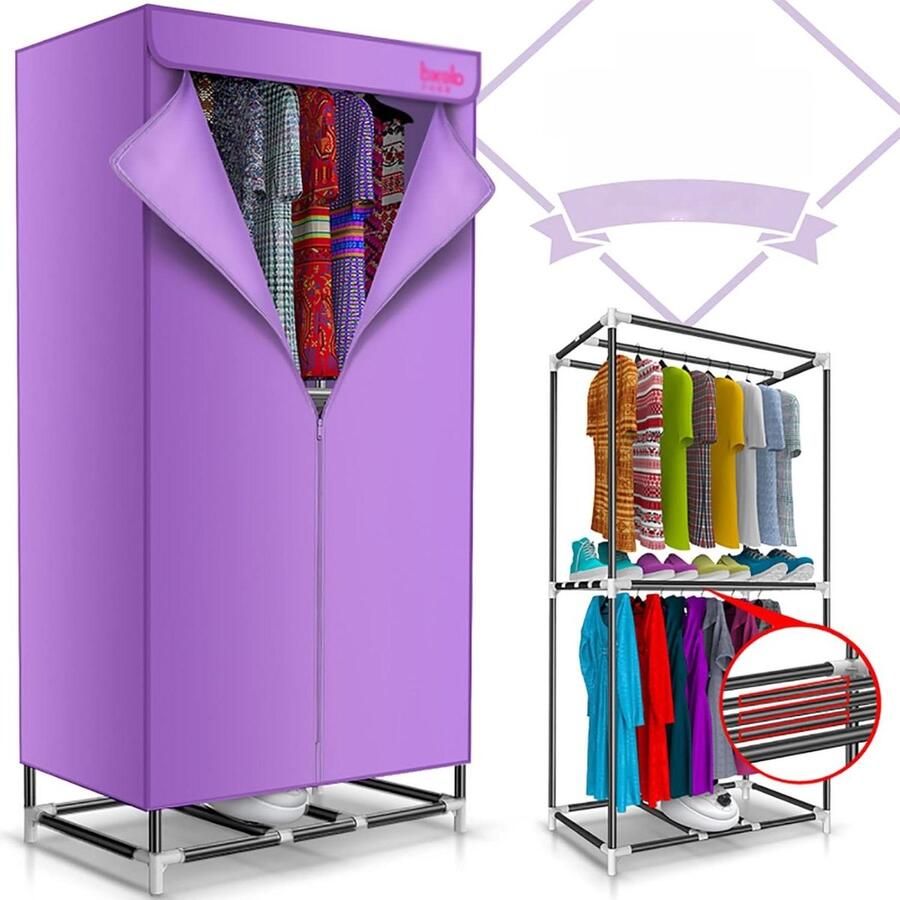 Elektrische Wasdroger Droogkast Kleding Drogen Dubbele Laag 20 kg Capaciteit Paars