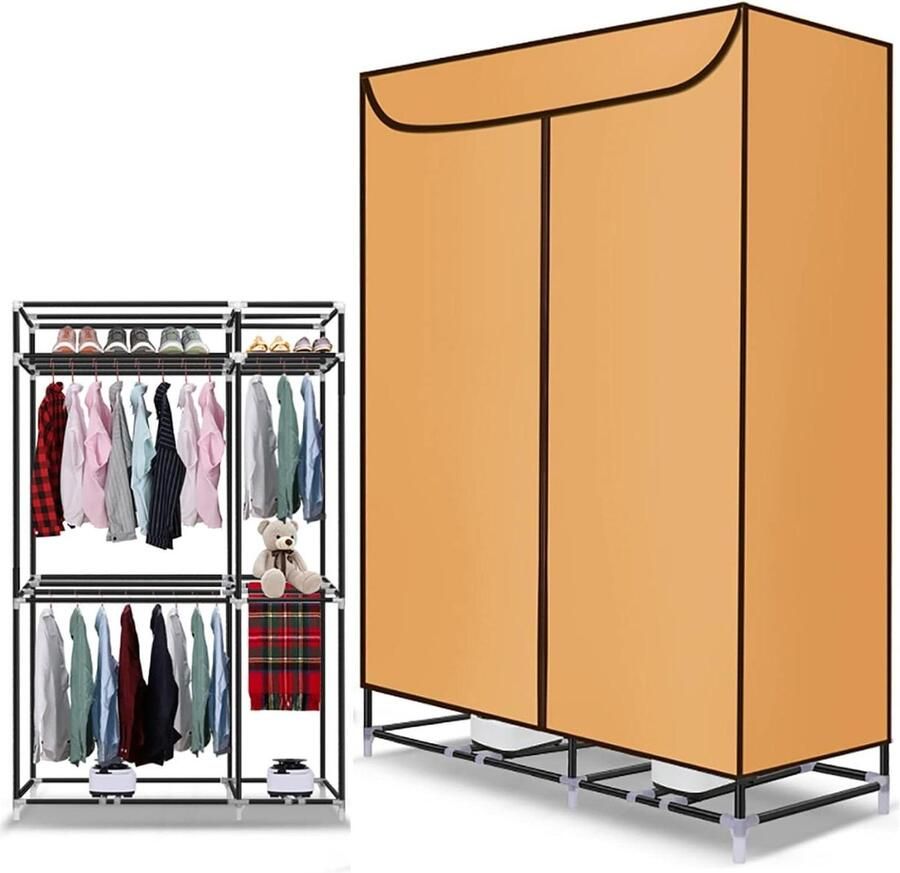Elektrische Wasdroger Droogrek Kleding Drogen Opvouwbaar 3-laags 148x75x50cm Geel