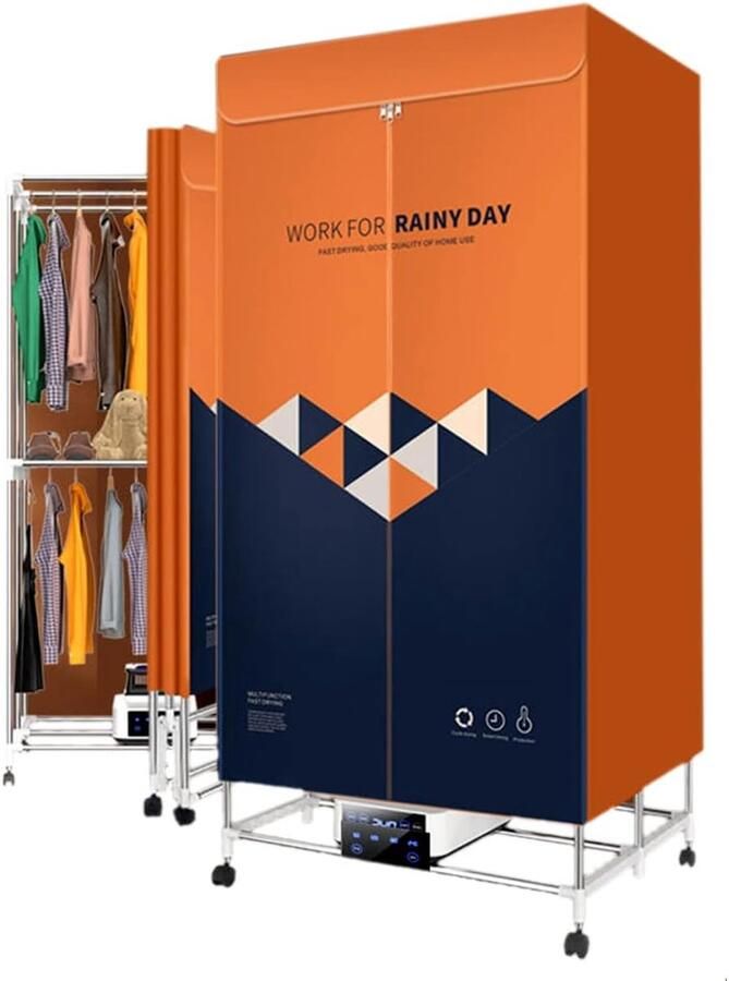 Elektrische Wasdroger Kleding Droogrek Kleding Drogen Twee Lagen Structuur 150cm Hoog Oranje Grijs