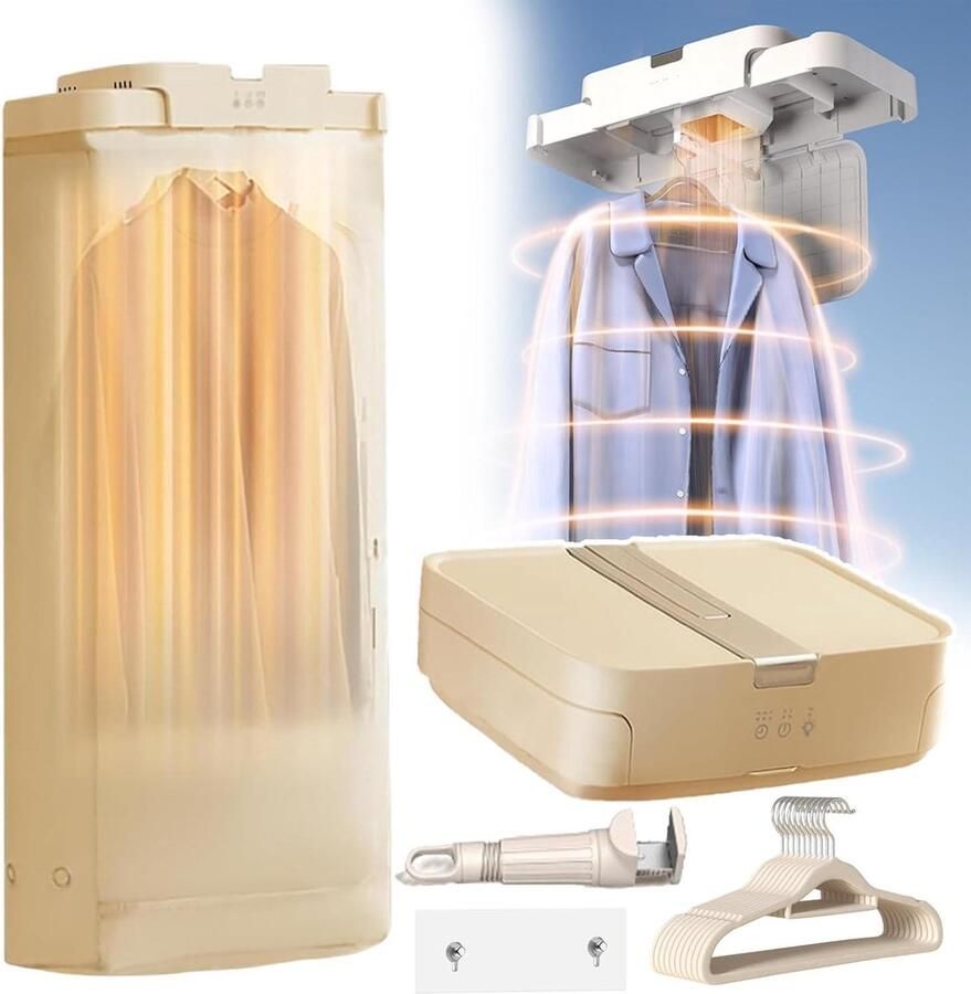 Elektrische Wasdroger Mini Droger Opvouwbaar Kleding Snel Drogen Intrekbaar Wandmontage Ontwerp 103L Capaciteit Wit