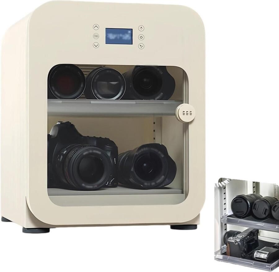 Elektronische Droogkast Vochtbestendige Kast Camera Apparatuur Opslag Instelbare Hygrometer 40L Capaciteit Wit