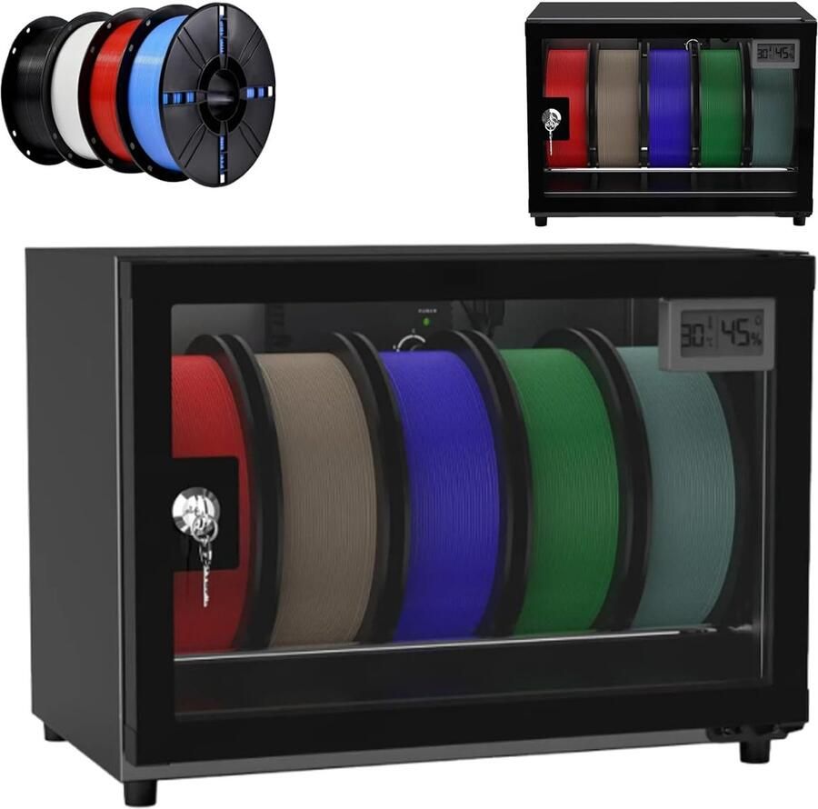 Filament Ontvochtiger Droogkast 3D Printen Slimme PTC Verwarming 25L Capaciteit Zwart