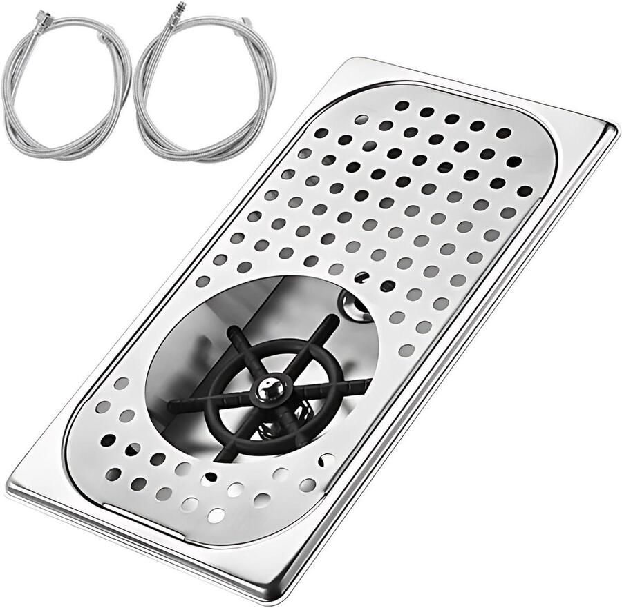 Flessenwasmachine Glazenspoeler Bekerspoeler Spoelbak Snel Glazen Reinigen Multi-hoek Wateruitlaat 38 x 22 x 9 cm Zilver