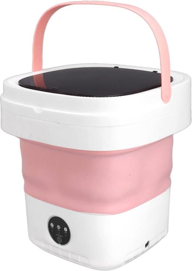 Focket Draagbare mini-wasmachine kleine wasmachine en wasdroger opvouwbaar 7 5 liter emmer met lekmand voor ondergoed sokken babykleding (roze)