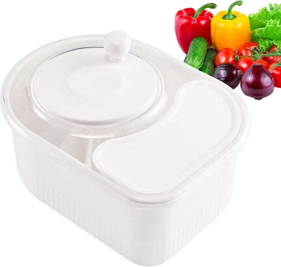 Fruit Spinner Groente Wasmachine Snel Groenten Wassen Efficiënte Drainage 16 x 20 x 16 cm Wit
