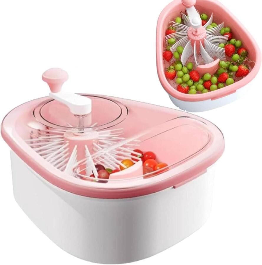 Fruit Wasmachine Groente Reiniger Snel en Wassen Handmatige Draaiwerking 34x15x20 cm Roze