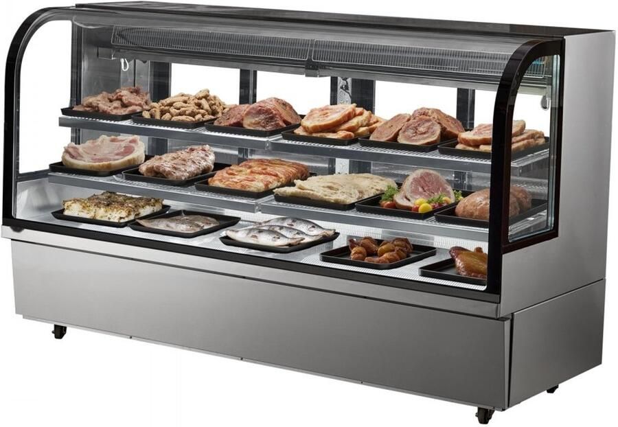 Gebaksvitrine Commerciële koelvitrine 901 L 4-laags LED-verlichting Geforceerde luchtkoeling Oprolbaar