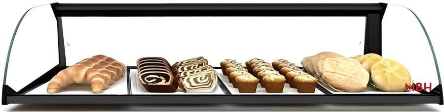 Gebogen Glazen Vitrine Tafelmodel Display Horeca Etalage Neutraal Zonder Koeling 84cm Breed
