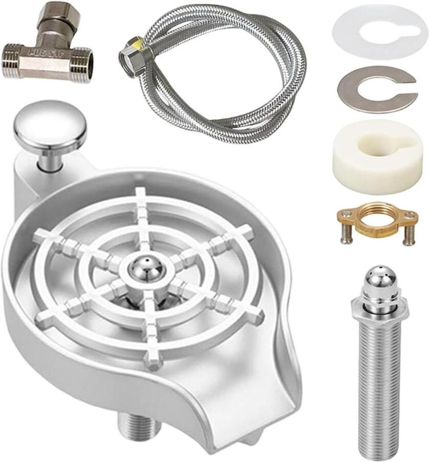 Glasspoeler Roestvrij Staal Bekerwasser Automatisch Hygiënisch Reinigen Hogedrukreiniging 165 x 12 x 76 cm Zilver