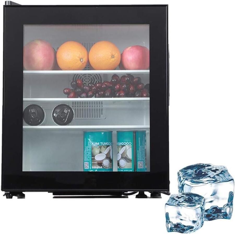 Glazen Deur Vriezer Mini Vriezer Kleine Ruimtes Ingebouwd Deurslot 30L Zwart