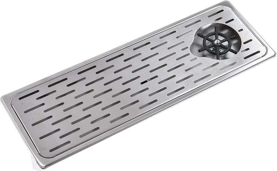 Glazenspoeler Bekerwasser Spoelbak Bar Werkblad Automatische Spoeling 67 x 23 x 9 cm Roestvrij Staal