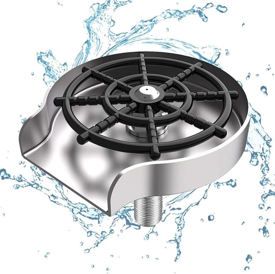 Glazenspoeler Keuken Bekerwasser Spoelbak Snel Glazen Wassen Hoge Druk Nozzle 80 cm slang Zilver