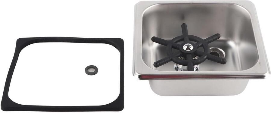 Glazenspoeler RVS Kopjeswasser Bar Snel Glazen Reinigen Geen Stroom Nodig 17.5 cm Zwart
