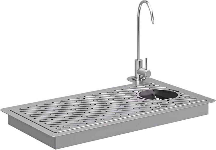 Glazenwasser met kraan Spoelstation Snel glazen spoelen Ruimtebesparend inbouwontwerp 57.5x37.5cm Zilverkleurig