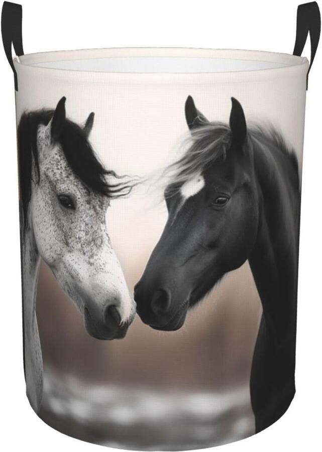 Grote Wasemmer Opvouwbare Mand Kleding Opbergen Waterdicht Oxford Doek 40x40x50 cm Zwart Wit