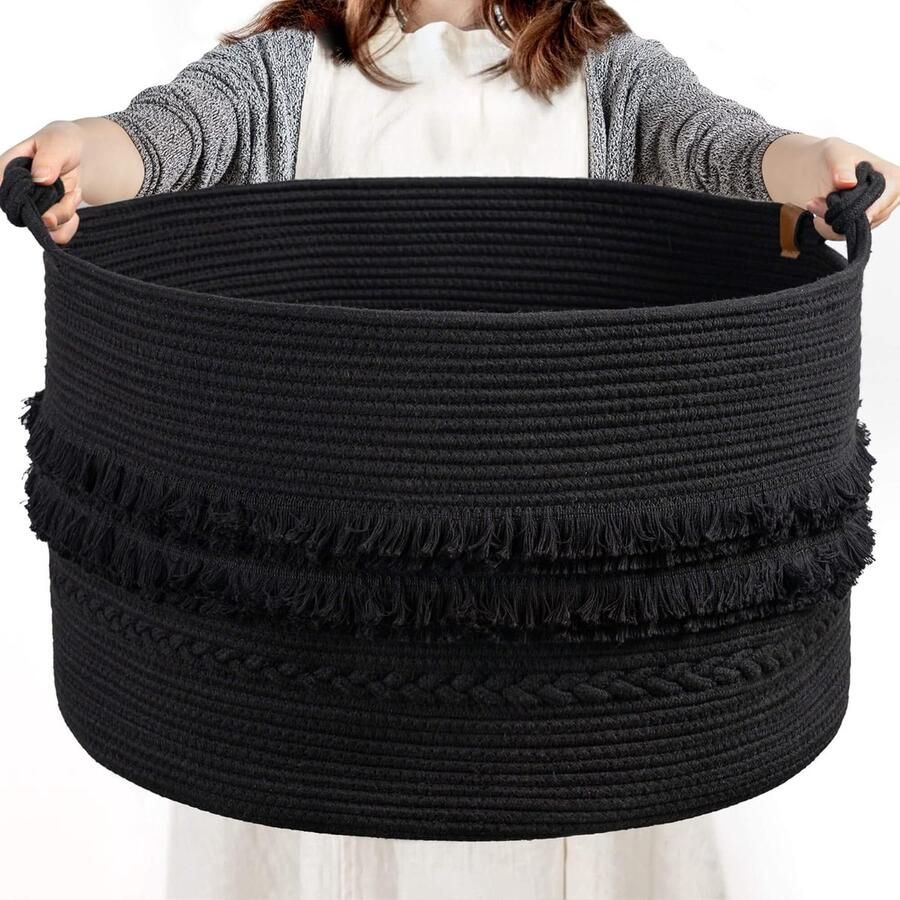Grote Wasemmer Waskorf XL Kleding Opbergen Roestvrij Staal 83 Liters Zwart