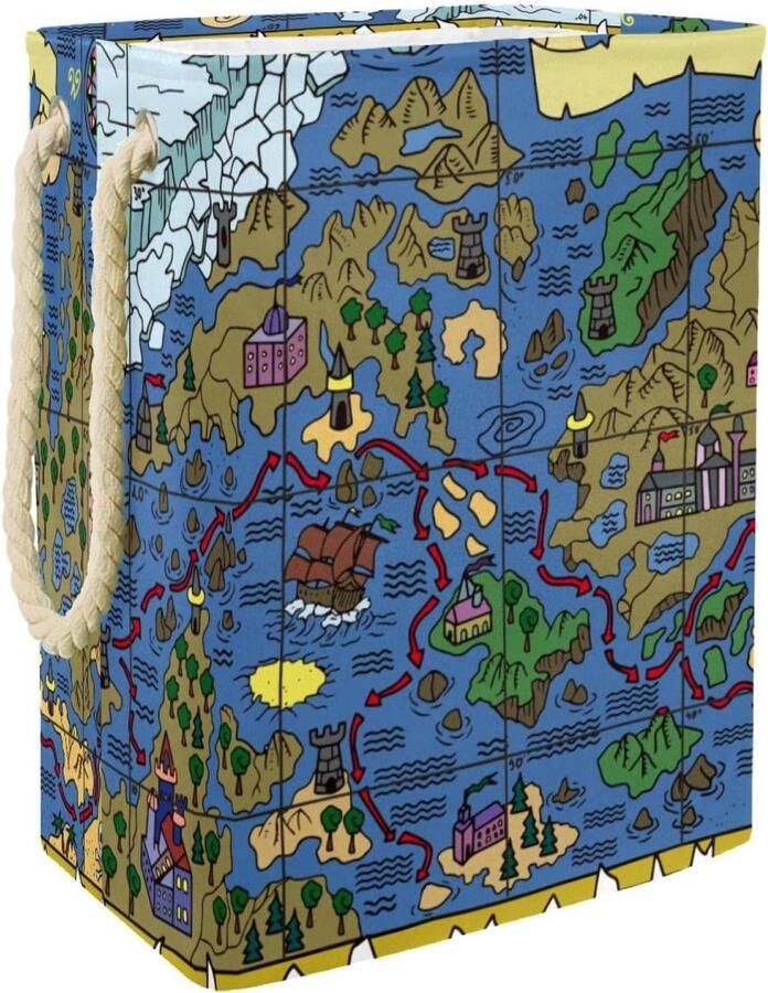 Grote Wasmand Kledingmand Opbergmand Kleding Opbergen Waterdicht Oxford Doek 49x30x40.5 cm Meerkleurig
