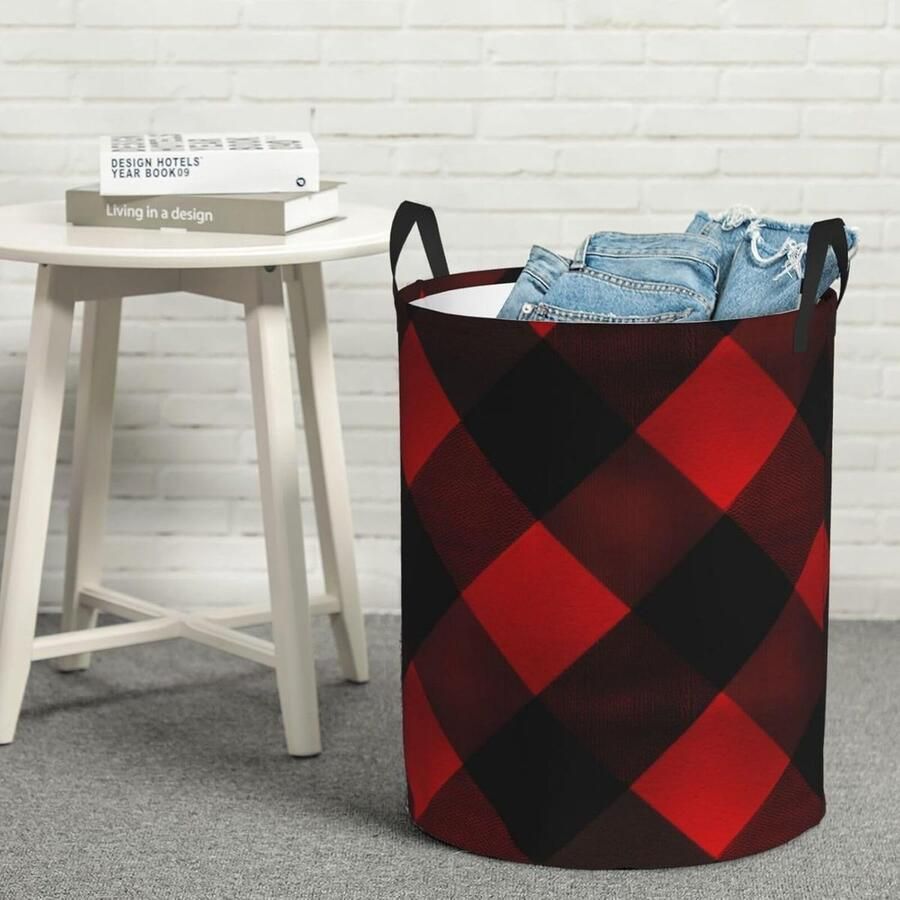 Grote Wasmand Vuile Was Mand Kleding Opbergen Waterdicht Oxford Materiaal 496 x 357 cm Rood Zwart