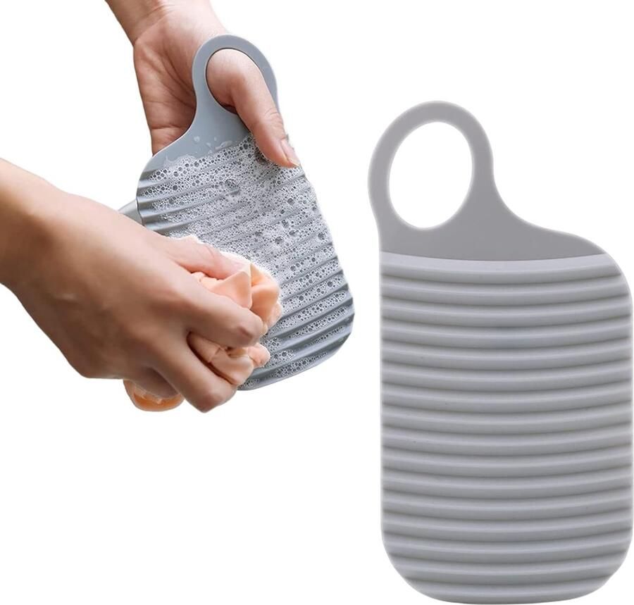 Hand Wash Board Mini Washboard Kleding Wassen Verdikt PE Materiaal 18.5 x 9.5 cm Grijs - Foto 1