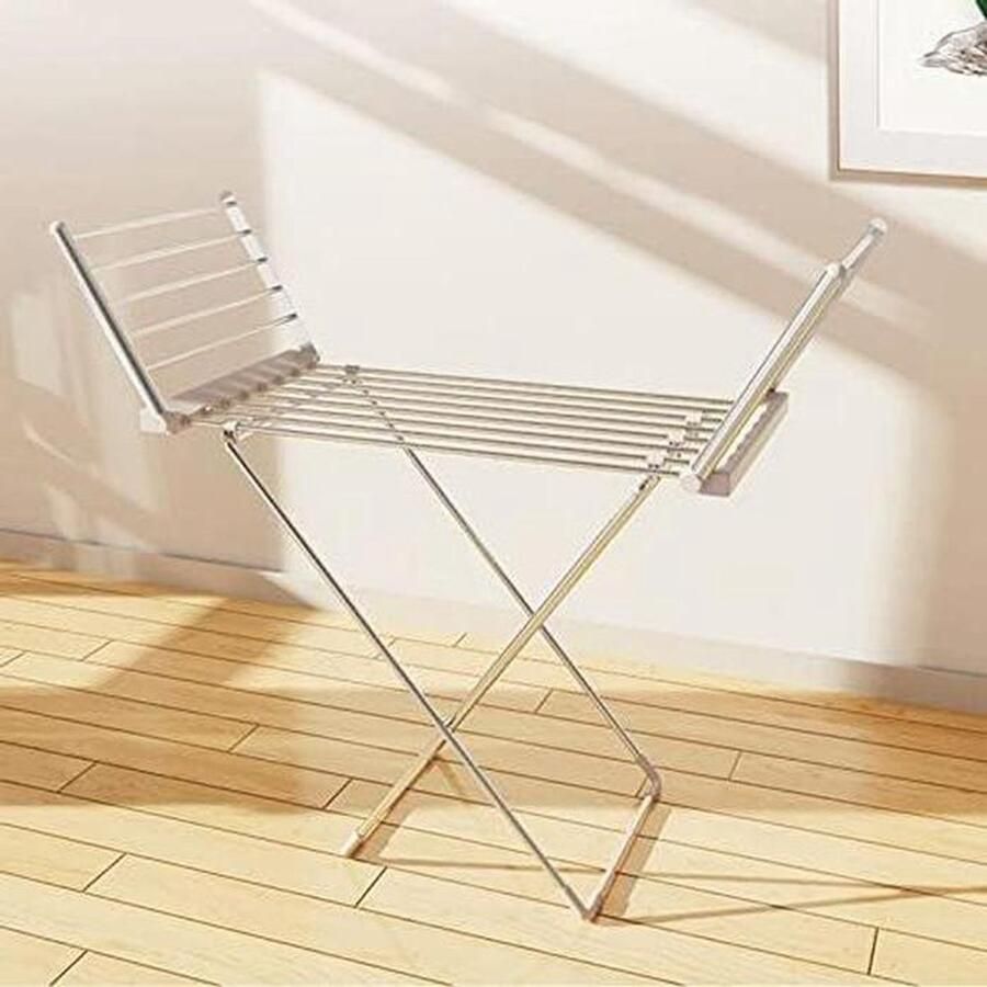 Handdoekverwarmer Elektrisch Wasrek Kleding Drogen Inklapbaar Ontwerp 147 x 53 cm Zilver