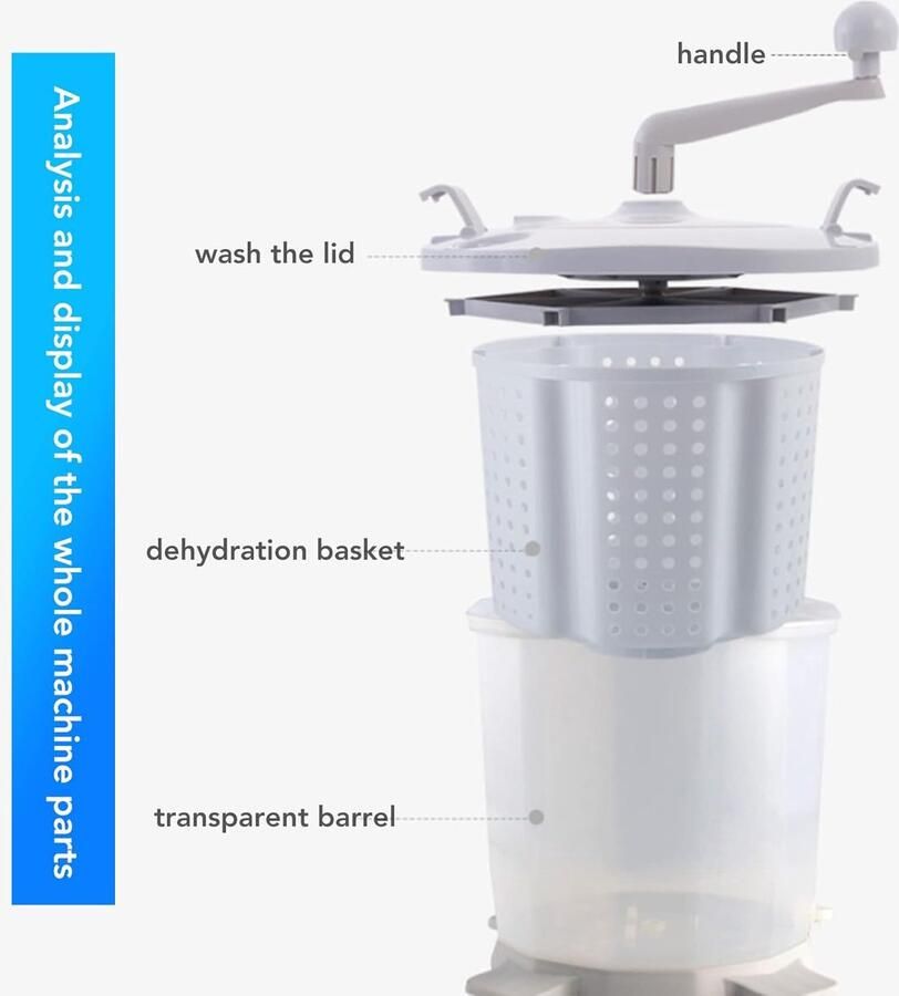 Handmatige Wasmachine Mini Emmer Kleine Was Snelle Droging 33 cm Hoog Noords Grijs