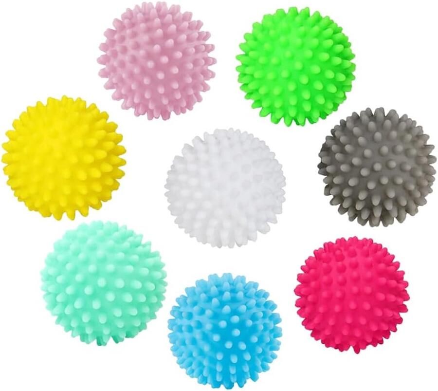 Herbruikbare wasballen Set van 8 zachte drogerballen diameter 6 5 cm anti-statisch kreukvrij ideaal voor het versnellen van het droogproces