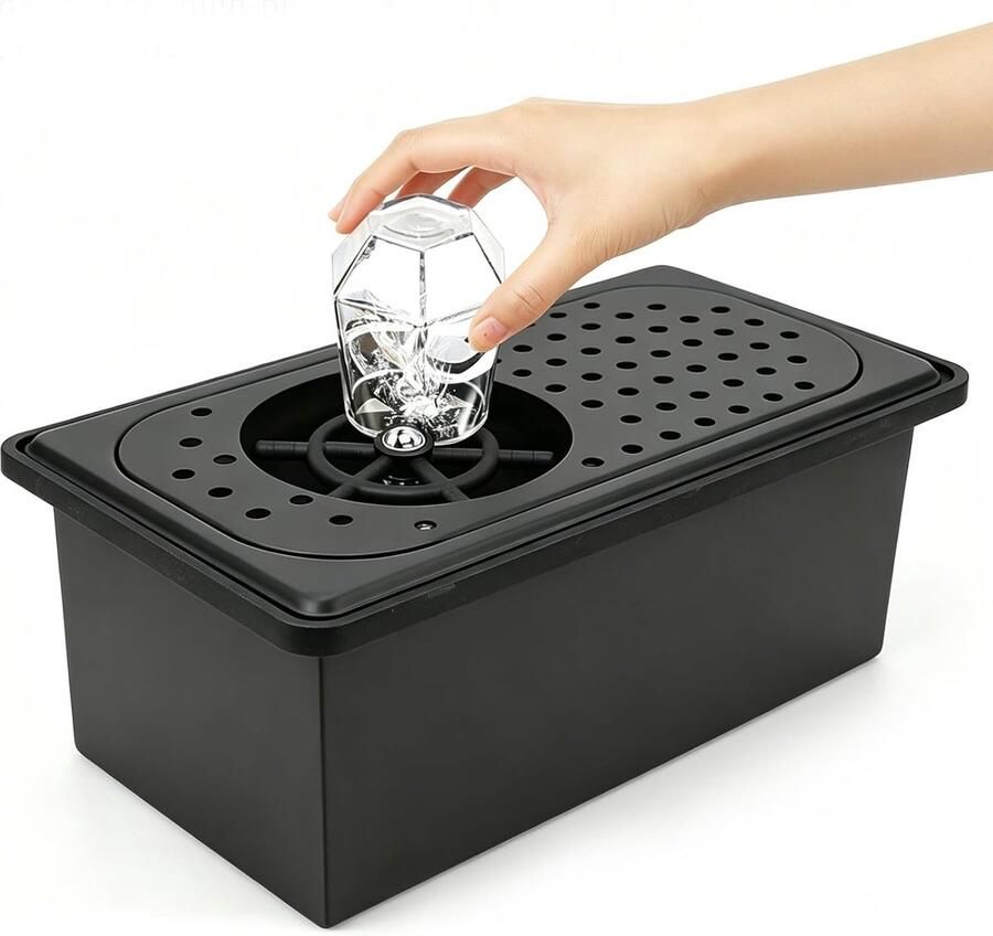 Hogedruk Glasspoeler Bekerwasmachine Spoelbak Snel Glazen Reinigen Afneembaar Ontwerp 33.8x19x14.3cm Zilver