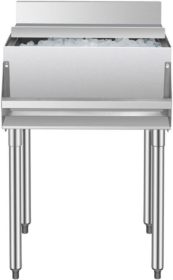 Horeca ijsbak Onderbouw ijsput 61 6 L RVS Schuifdeksel Verstelbare bolpoten 610 x 614 x 930 mm Zilver