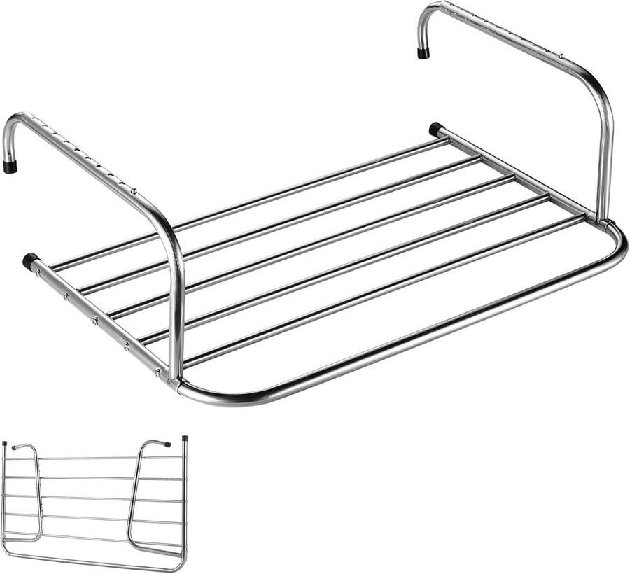 Inklapbare Luchtdroger Hangrek Kleding Radiator Drogen Roestvrij Staal 50x38x18cm Zilver