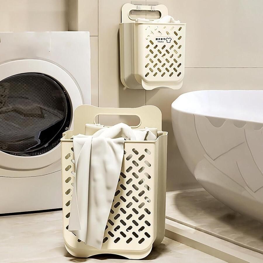 Inklapbare Wasmand Ruimtebesparend Wasrek Kleding Opbergen Met Handvat L Beige