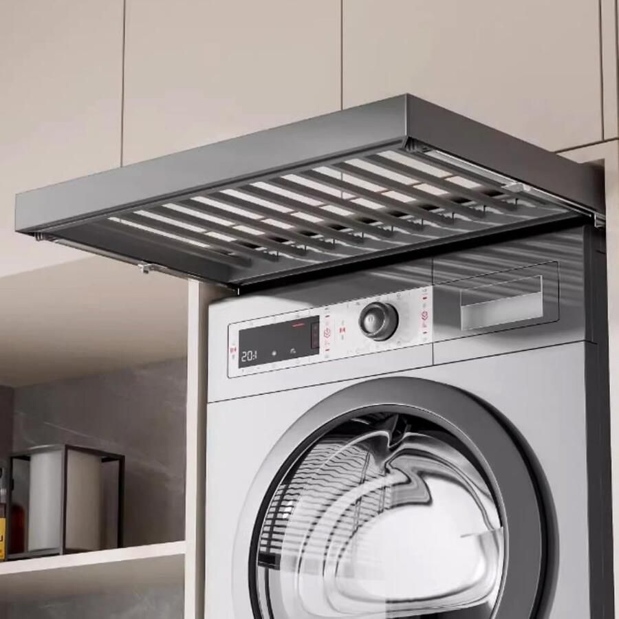 Intrekbaar Droogrek Wasmachine Droogrek Was Drogen Stille Demping 564-614 cm Grijs