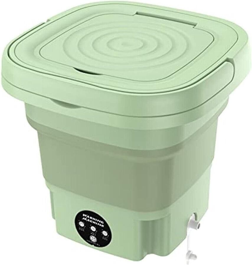 Jently mini wasmachine camping wasmachine draagbaar opvouwbaar centrifuge groen 8L