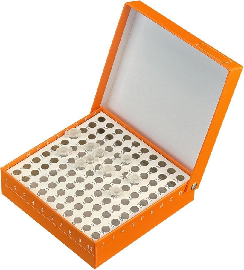 Kartonnen cryogene flesjes opbergdoos voor vriezer geschikt voor 0.5ml 100well verdelers pack van 6