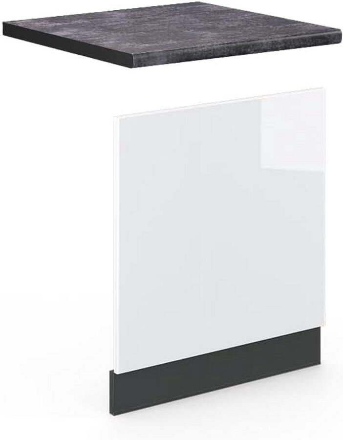 Keukenfrontpaneel voor Vaatwasser Wit Hoogglans Antraciet 60 cm