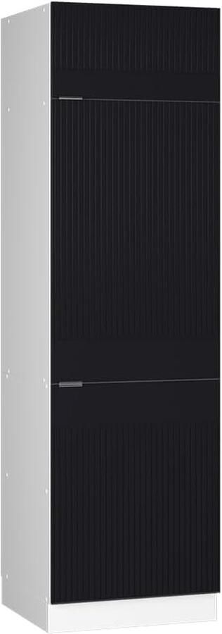 Keukenkast Koelkast Inbouwunit Omkasting Keuken Opbergen Soft-close scharnieren 60 cm breed Zwart gestreept