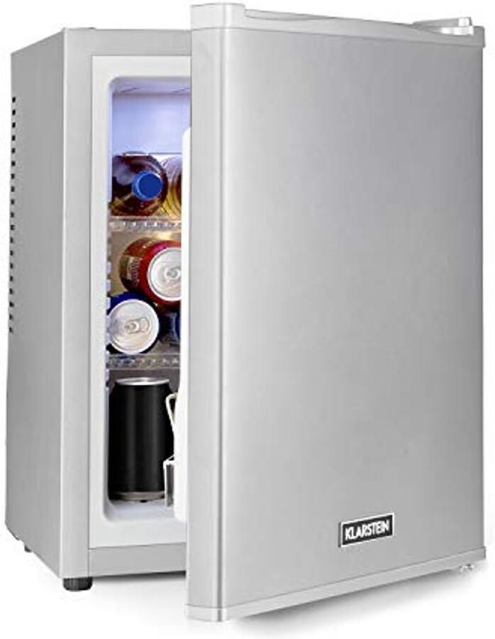 Klarstein Happy Hour Minibar Mini Refrigerator Beverage Refrigerator Compression Cooling Temperature: 5-15°C Quiet: 0 dB LED Light 32 Litres Silver