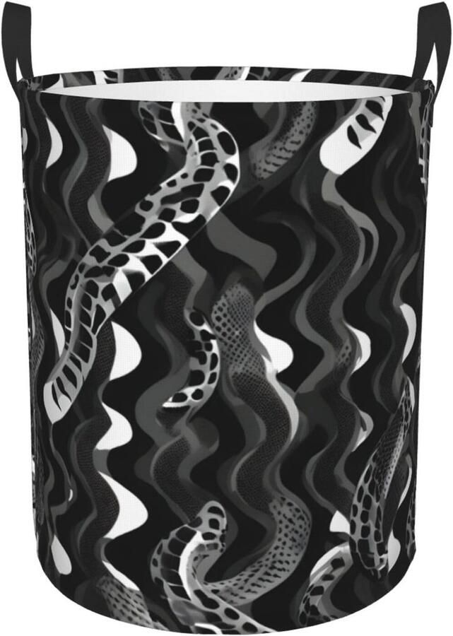 Kleding mand Wasbak opbergmand Vuile was sorteren Waterdichte stof 34 x 42 cm Zwart wit