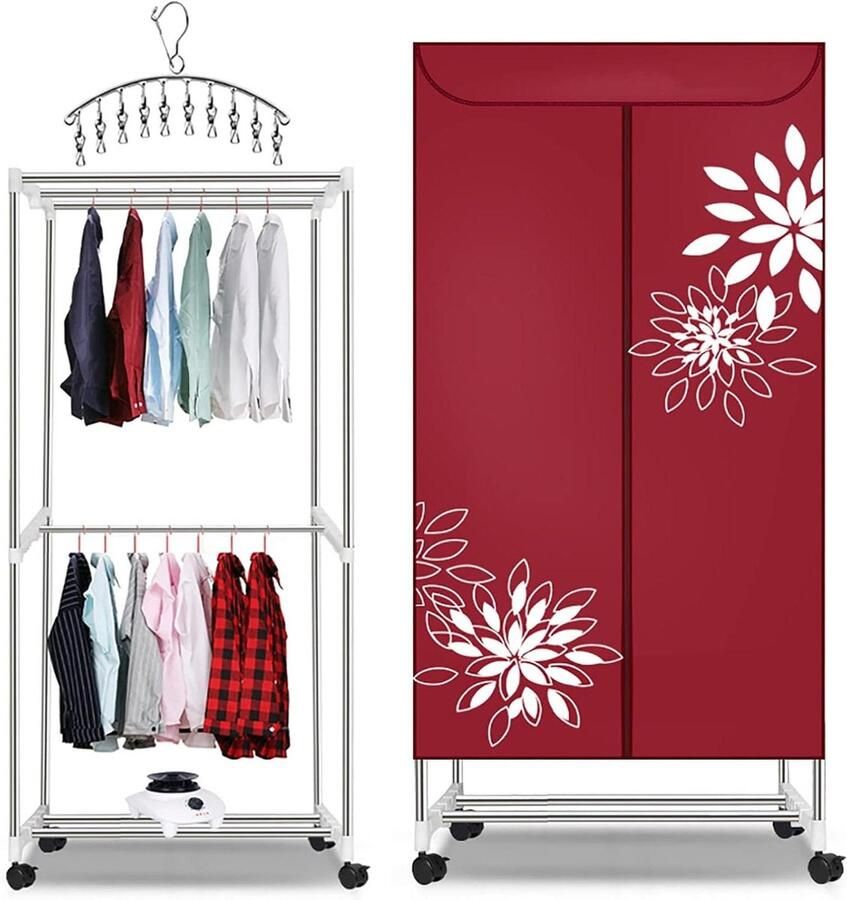 Kledingdroger Elektrische droger Kleding drogen Energiebesparend 15kg capaciteit Rood