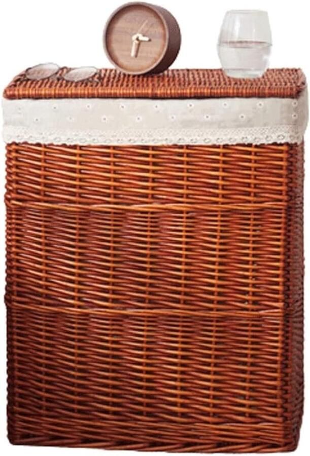 Kledingmand Rotan Wasmand Deksel Kleding Opbergen Grote Capaciteit Rechthoekig Bruin