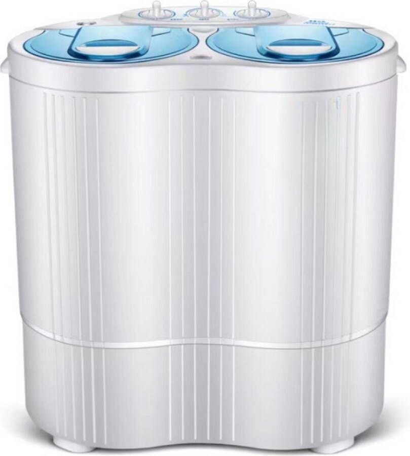 Klein en Efficiënte Mini Wasmachine met Dubbele Trommel Centrifuge en Droogzwierder Perfect voor Camping Kleine Ruimtes en Reizen